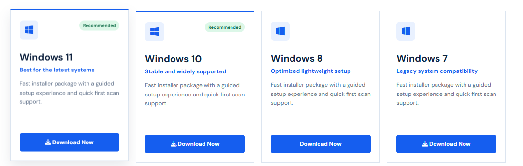 Select Windows version
